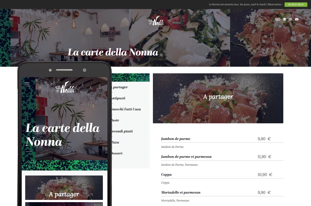 Tatziki-webdesign Trattoria della Nonna - Menu