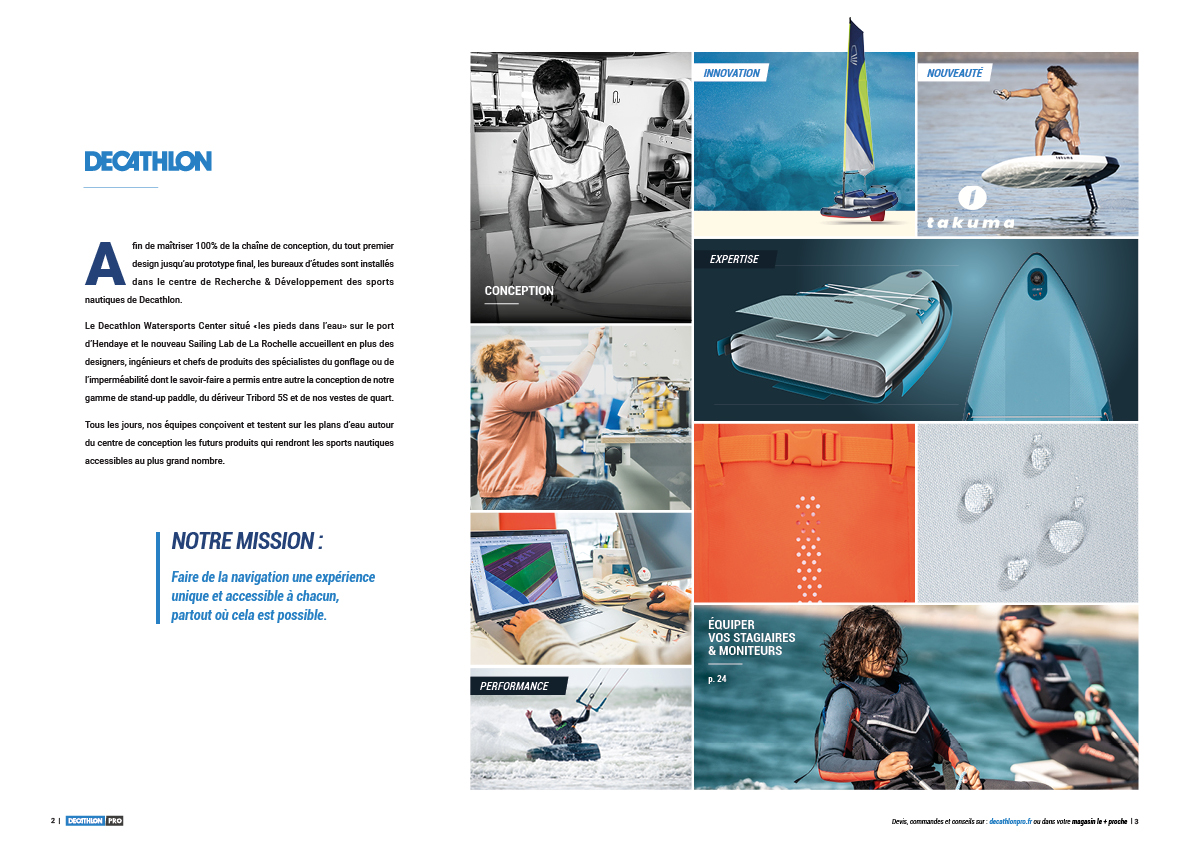 Maquette catalogue Decathlon Tribord - sports nautiques - Sommaire