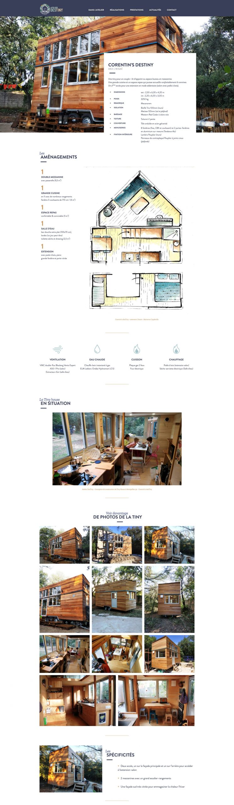 Tatziki -Webdesign & dev du site de l'Atelier DesTiny, conception de Tiny Houses sur-mesure