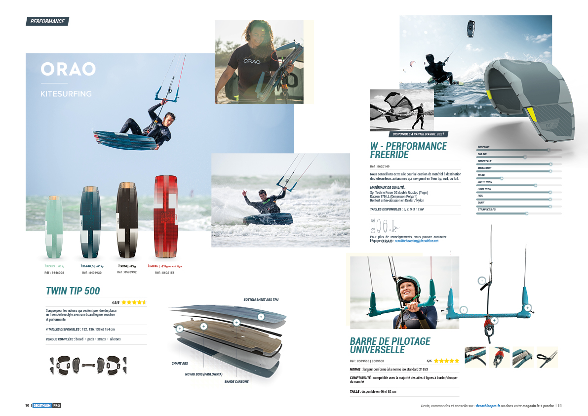 Maquette catalogue Decathlon Tribord - sports nautiques - Kite Surf Orao